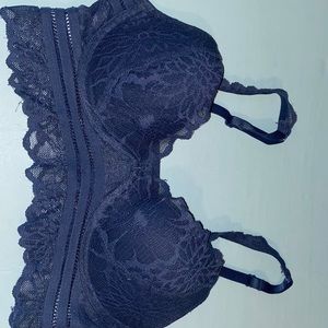 Blue lace bralette with some support